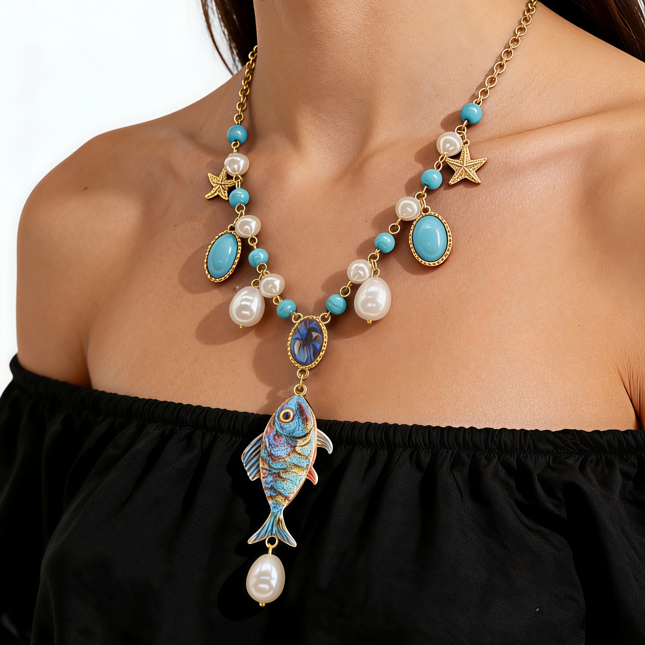 Women's Marine-Style Fish-Shaped Pendant Necklace